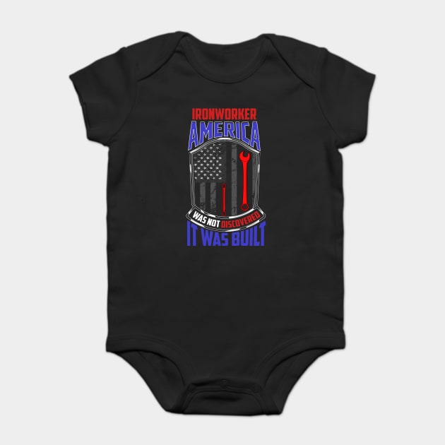 Ironworker American Flag & Wrench Grunge Design Baby Bodysuit by creative